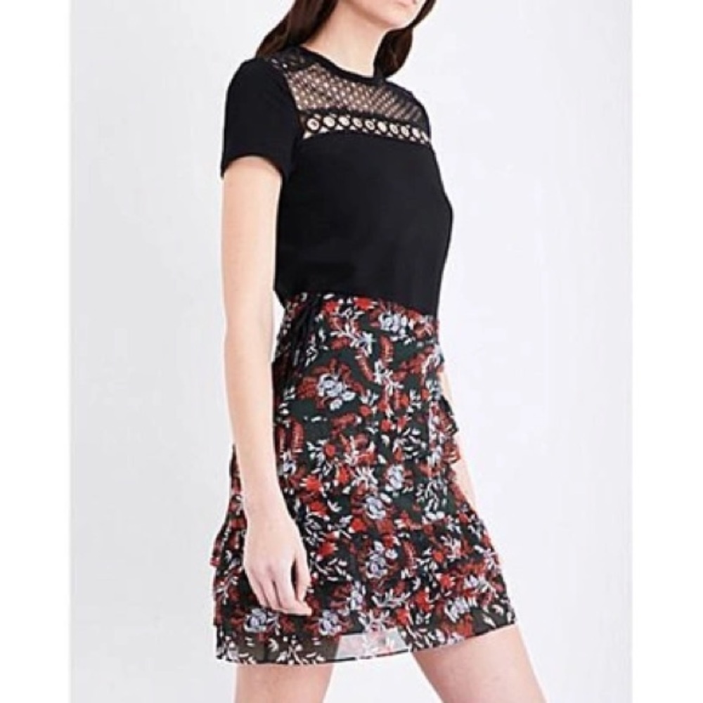 Maje Jerkita Floral-Print Crepe Mini Skirt in Imprime
